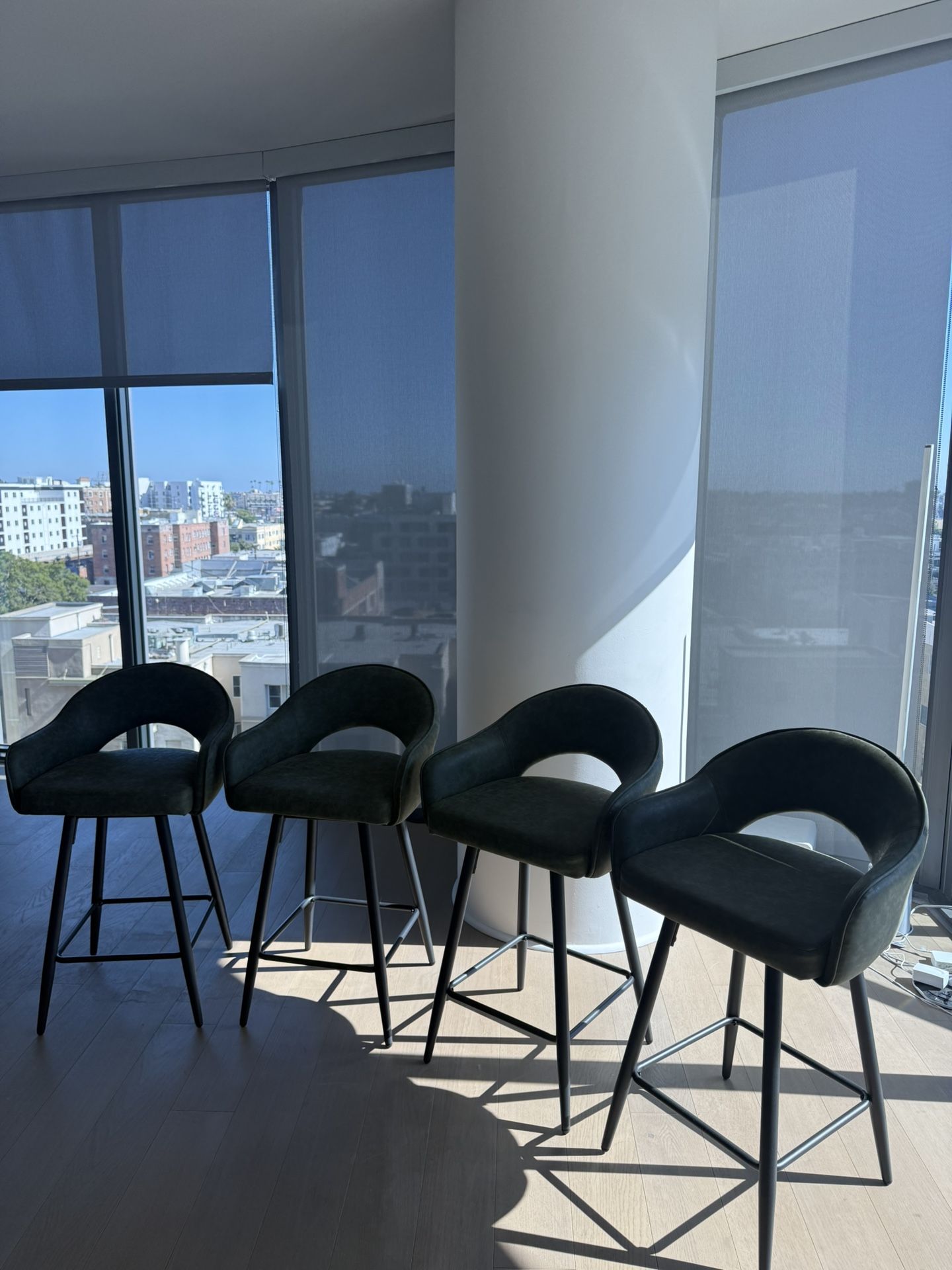 4 Green Swivel Bar Stools 27”