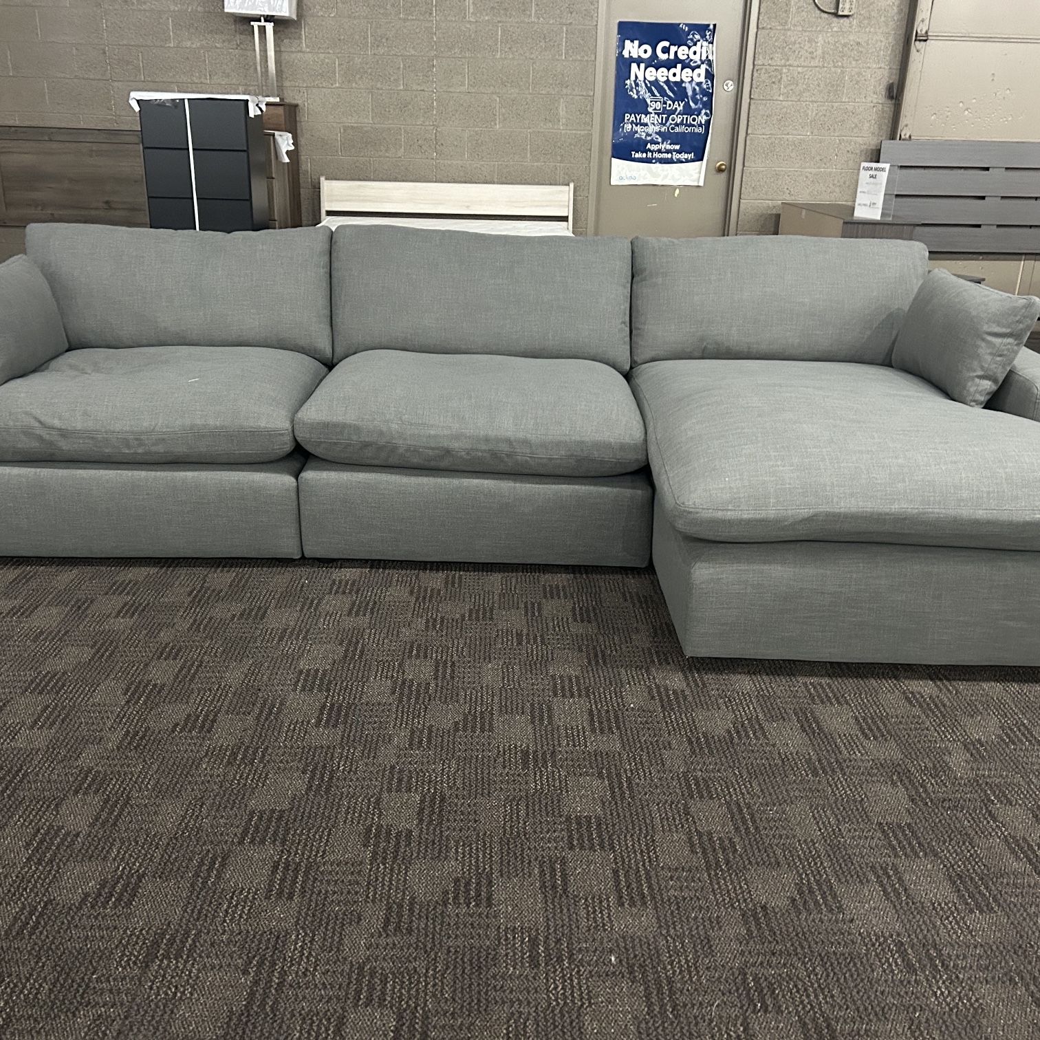 Grey Cloud feather Down Sectional Couch 