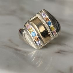 Woman ring  silver 925 and gold 10k  size 6 women rings  Silver 925 Sterling , 10k-Gold-Laminated Parts  Very fine woman Ring: This high-quality silve