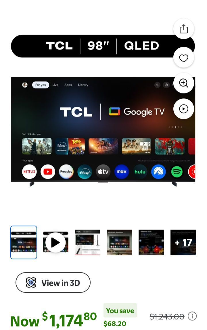 98in tcl google tv