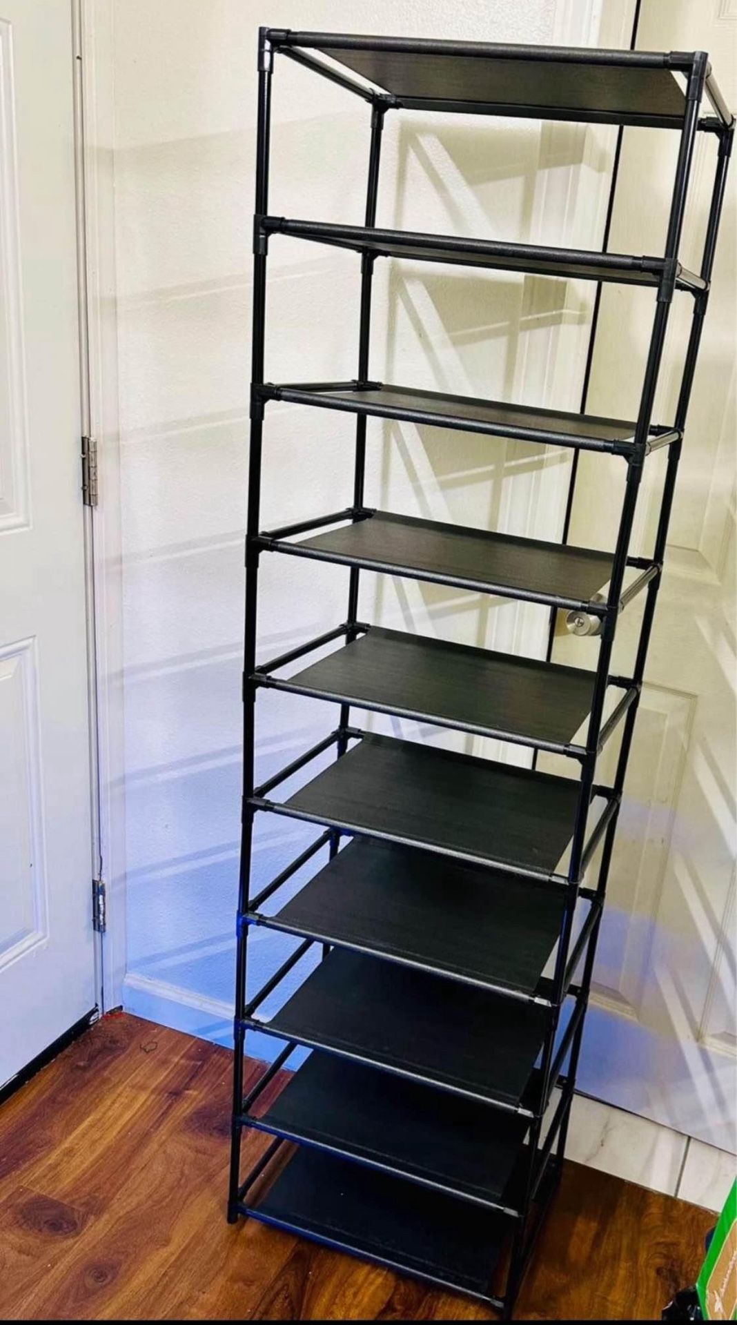 10 Tier Shoes Rack Shelves Closet Organizer Lightweight Size Length 18", Width 13", Height 72" New condition Assembled