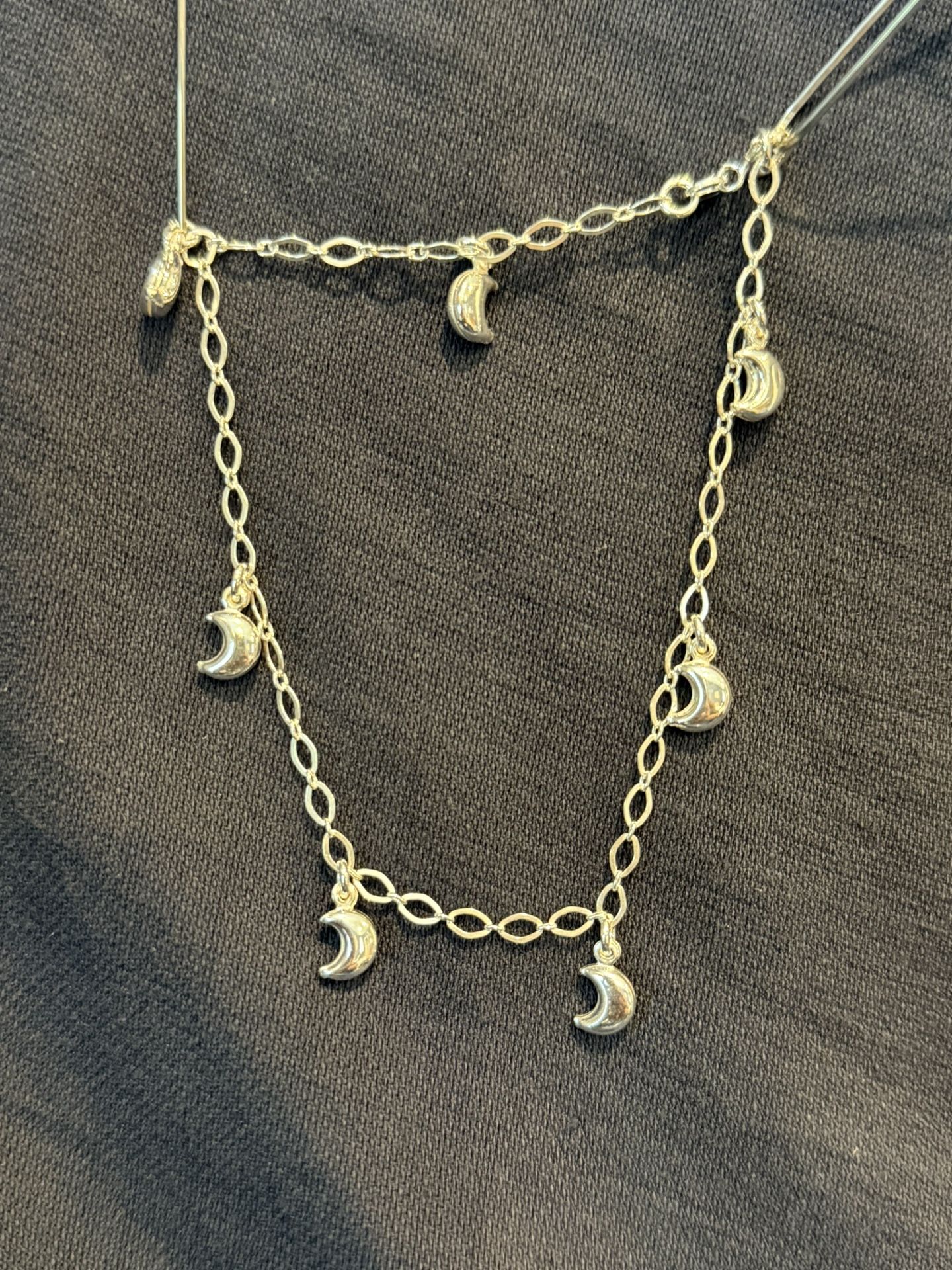 Sterling Silver Moon Bell Anklet Italy New