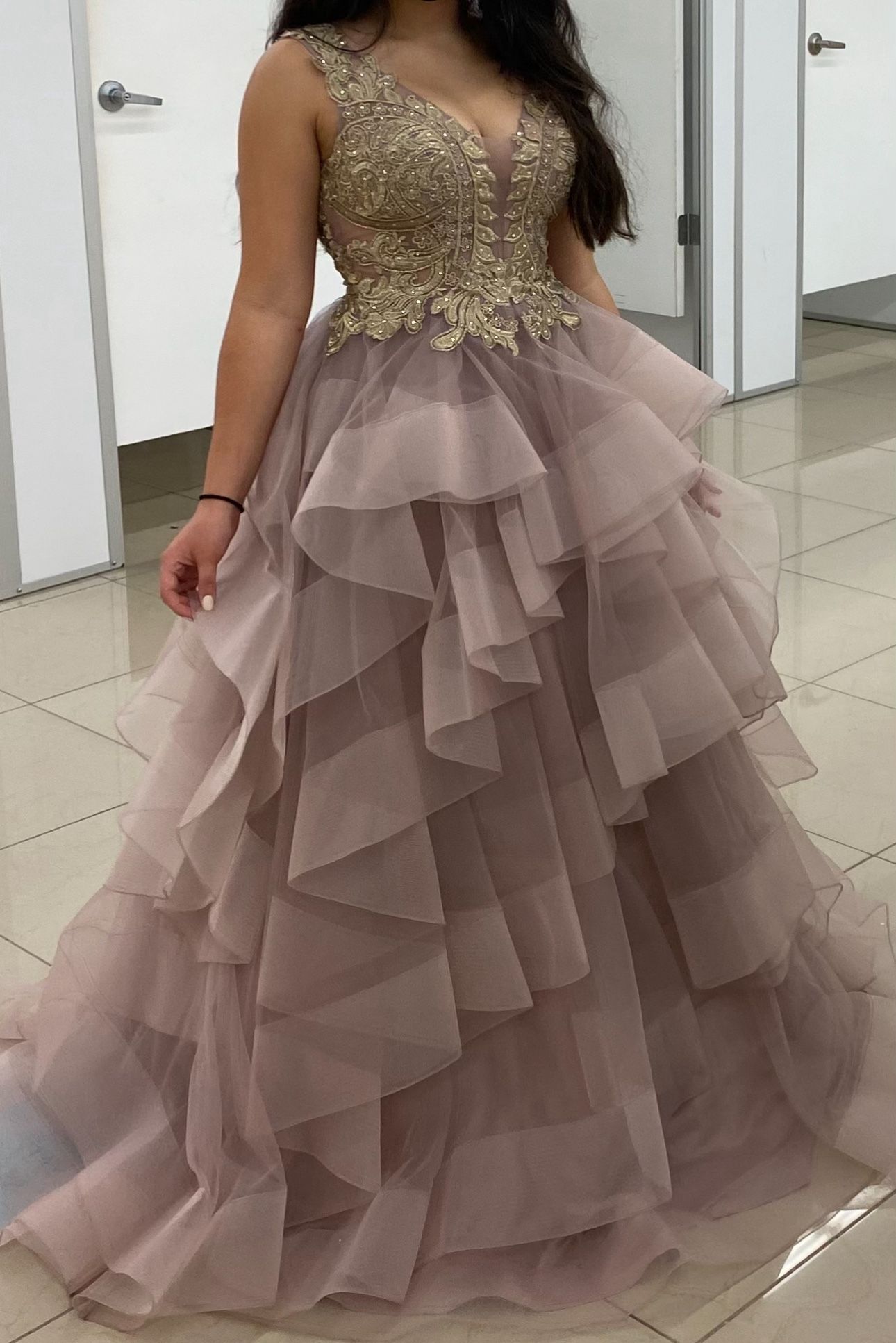 A-Line Princess V Neck Dress