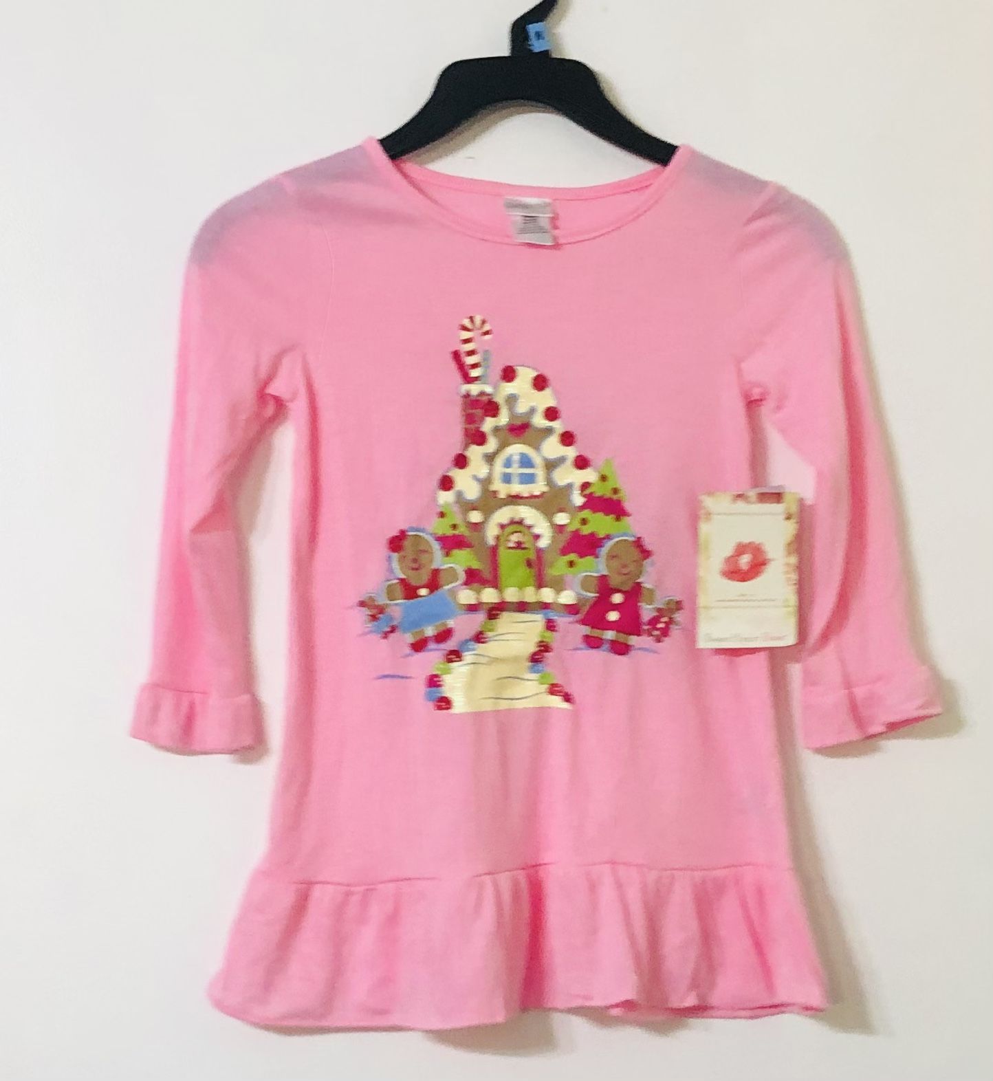 Baby girl’s Christmas night gown pull over long sleeves pink. Size 5