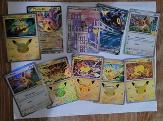 Pokemon 30th anniversary sir, pikachu, ex card lot