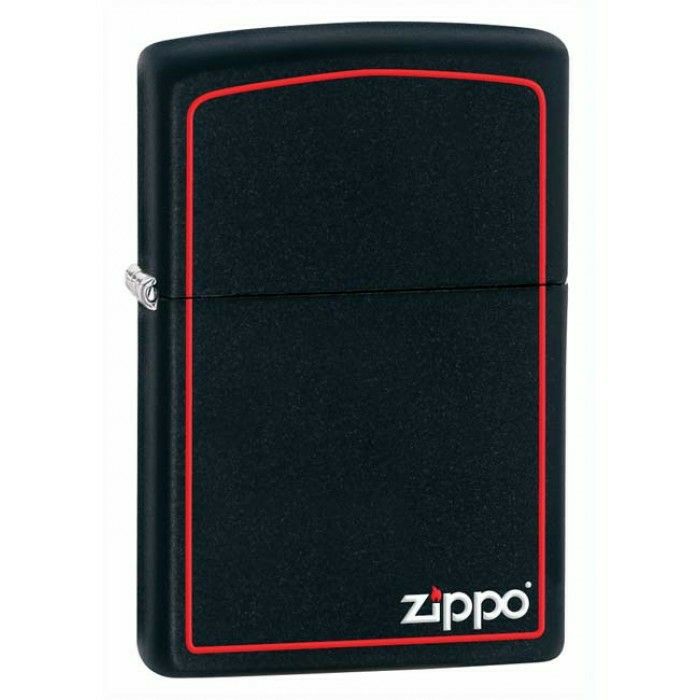 Matte Black/Red Border Zippo Lighter