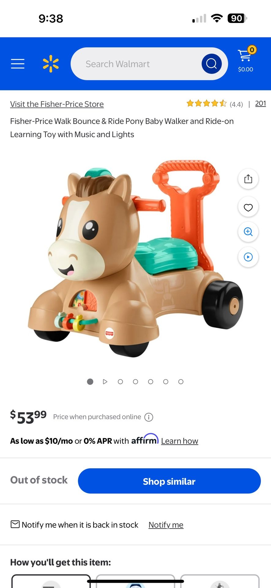 Fisher-Price Walk Bounce & Ride Pony Baby Walker 