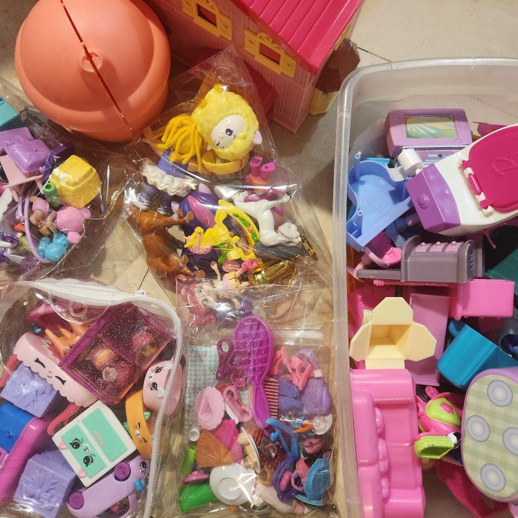 Over 5 Lbs Shopkins, Barbie, Hasbro, Mattel, Disney, And More