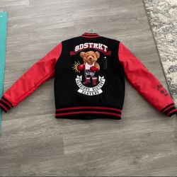 TWO MILL TWENTY Boxing Teddy Bear Champ Varsity Jacket Blac
