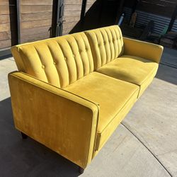 Mid-Century Velour Sofa Bed