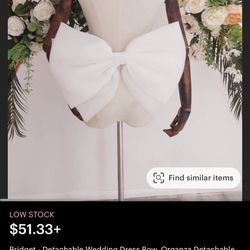 Detachable Wedding Dress Bow, Organza Detachable Bridal Bow, Light Weight Bridal Bow, Ivory Bow,B02