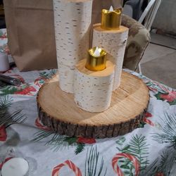 White Birch Rustic Candle Holder 