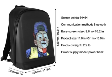 Led Display Screen Backpack Large Size With Power Bank Coming