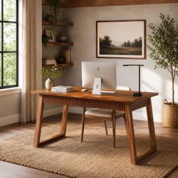 55-Inch Home Office Desk with Drawer Modern Minimalist Style Wooden Simple Study Writing Table