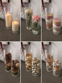 Clear Glass Cylinder Vases Set of 2