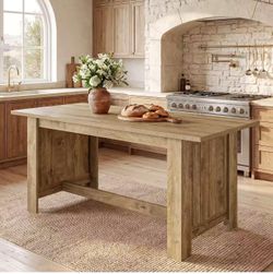 QL0058 63-Inch Kitchen Island with Large Prep Top, Farmhouse Counter Height Table for Kitchen
