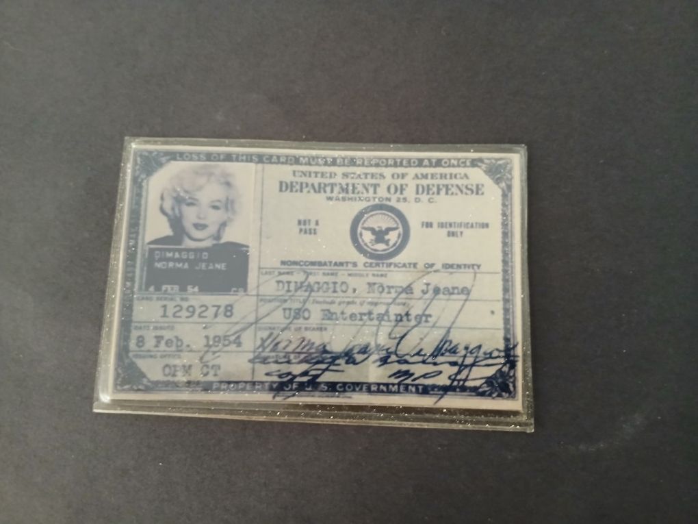 Marilyn Monroe (Di Maggio) Military ID