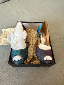 Badgley Mischka Glitter Peep-Toe Heels