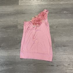 vintage women's off the shoulder pink floral top