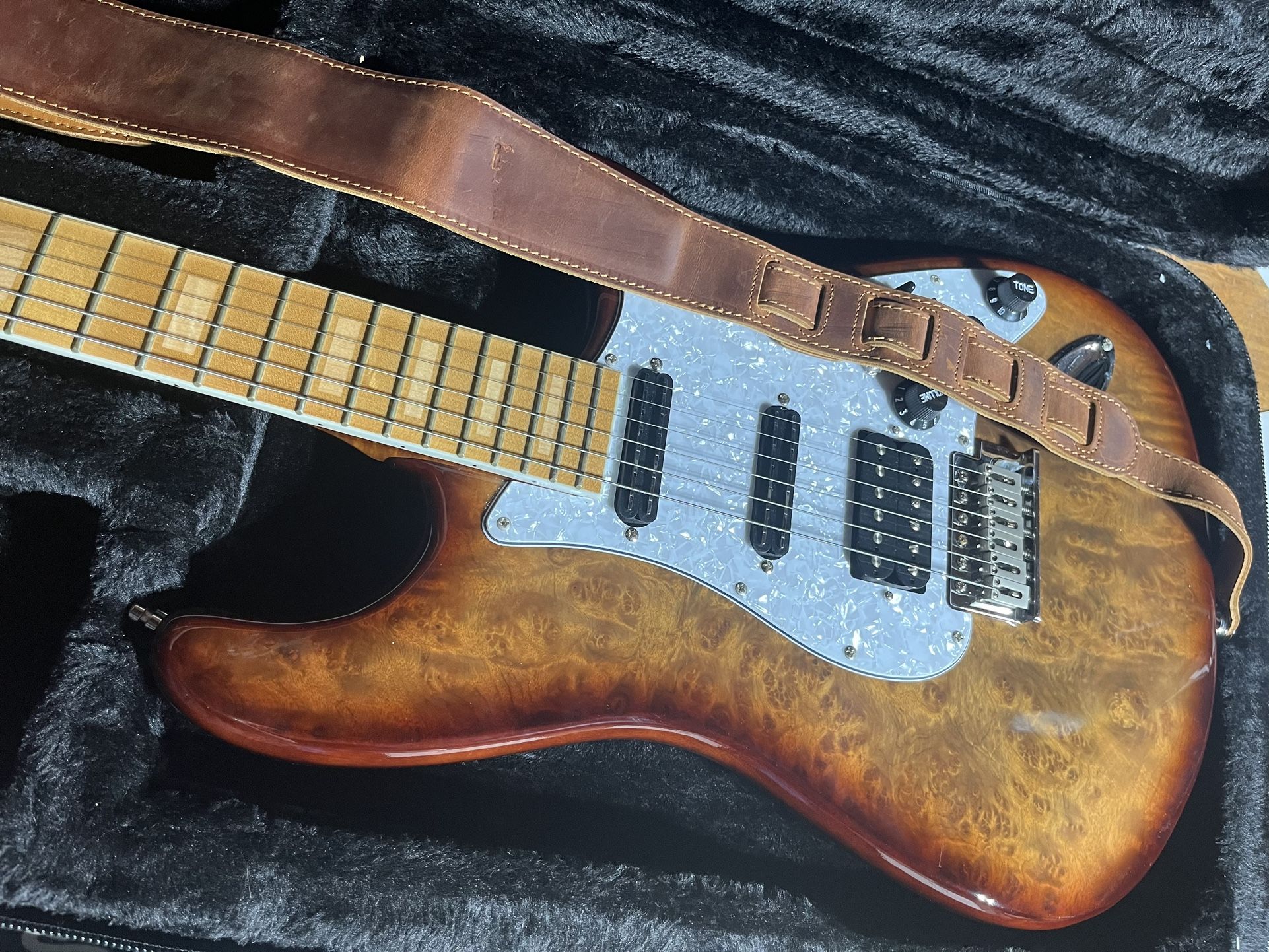 Custom Johnathan Strat Electric Guitar Flame Maple burl