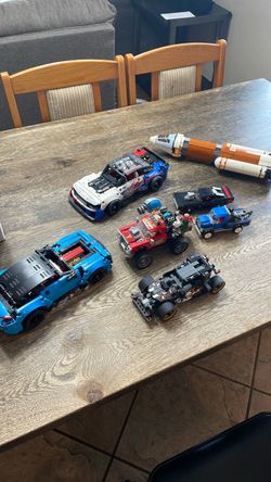 Lego collection of cars and space shuttle