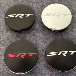 4 New 63mm Hellcat SRT *OR* SRT Rim Center Caps.  Door Projector Lights And Emblems Available.  SHIPPING IS  AVAILABLE