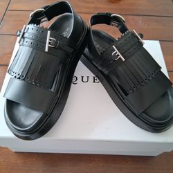 New Mcqueen Men's Brogue Fringe Leather Sandal