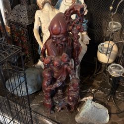 ORIENTAL CARVED WOOD STATUE