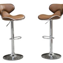 Swivel Barstool with Chrome Base, Set of 2, Camel brown 
