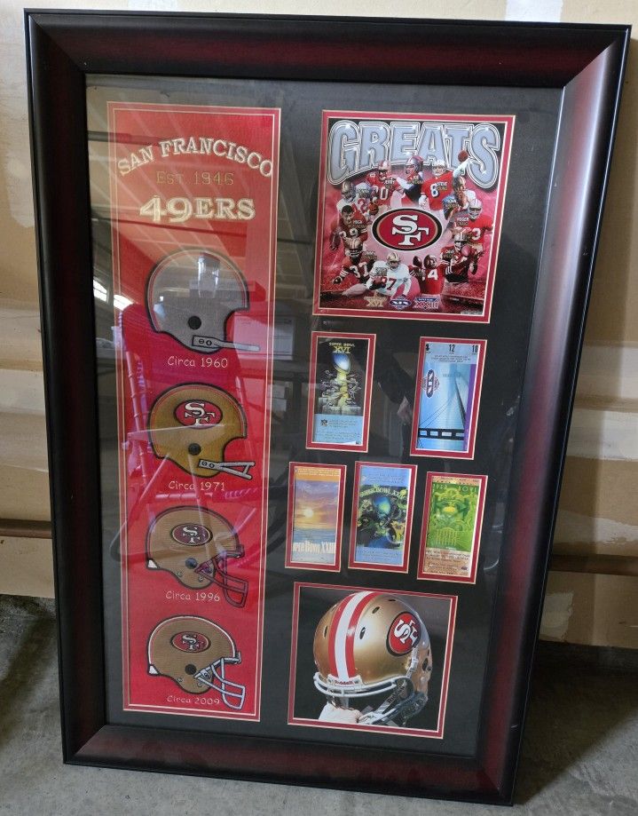 Framed 49er Superbowl Ticket Display