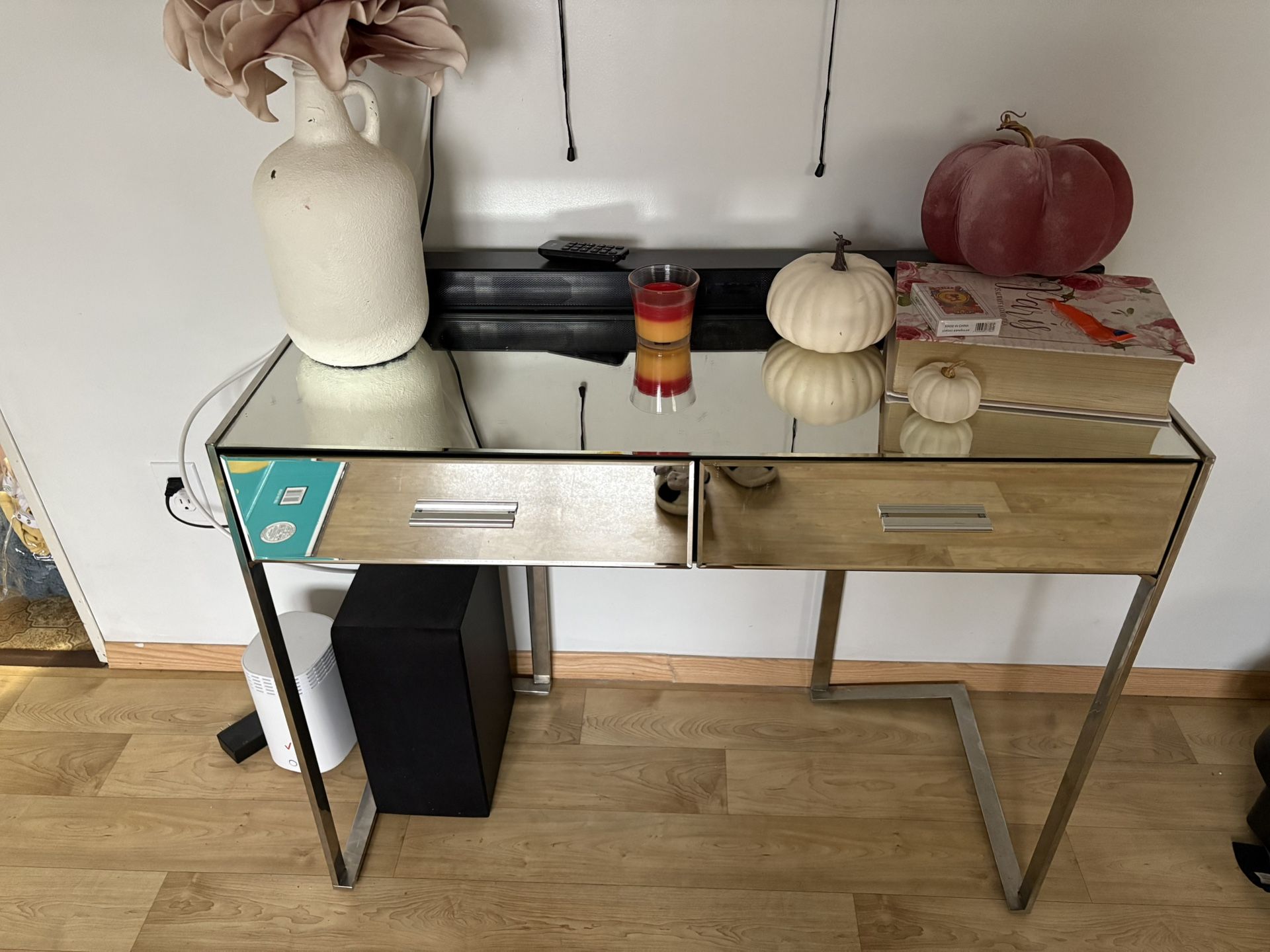 glass console table