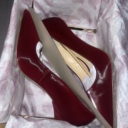Jessica Simpson Kheloe Sateen Pointed Toe Pumps Heels Dark Cherry