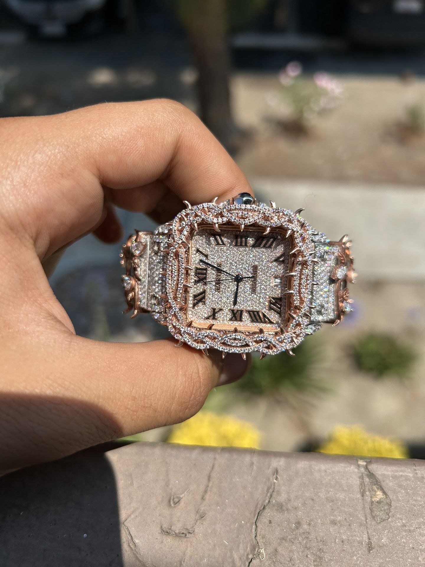 Cartier Santos Thorn Crown Moissanite Diamond Watch