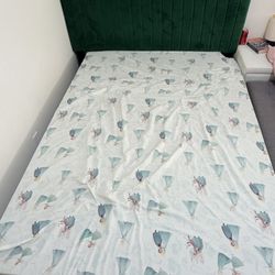 Full Size Green Velvet Channel Tufted Bed Frame - Mattress is NOT included