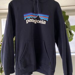 Patagonia Logo Uprisal Hoodie Men’s Size M Women’s Size L Color Navy Blue 