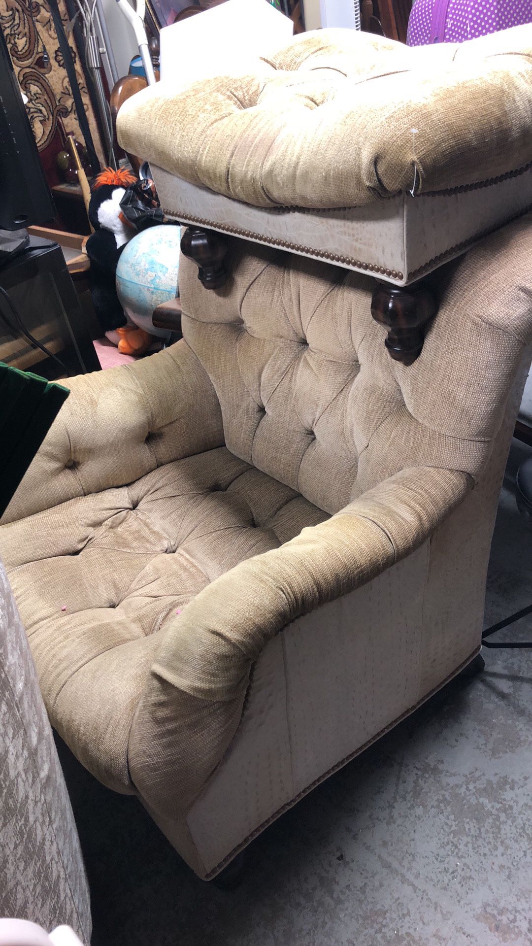 Super comfortable living room chair with ottoman