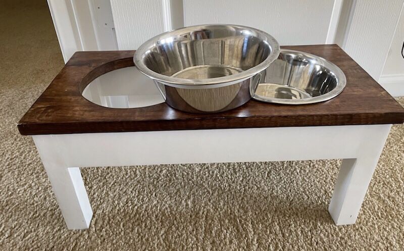 Elevated Dog Food & Water Stand And Bowls 