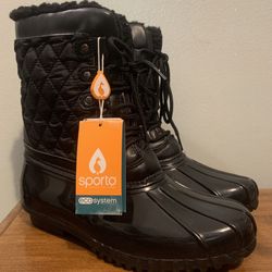 Sporto Duck Boot Dorothy Black Boots Womens Size 8M 