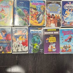VHS Disney lot of 10 Jungle Book Cinderella Bambi Sleeping Beauty School house