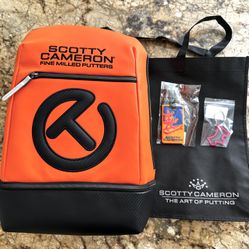 Scotty Cameron vessel Gallery Backpack + Peace Surfer Leash & Pink Dog Keychain 