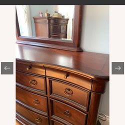 Raymour & Flanigan Solid Wood Dresser with Mirror – Excellent Condition, $1350 Retail
