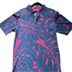 “MONSTERA 2-0" CONTRAST 2 - OGA MEN'S POLO - ROYAL / PINK