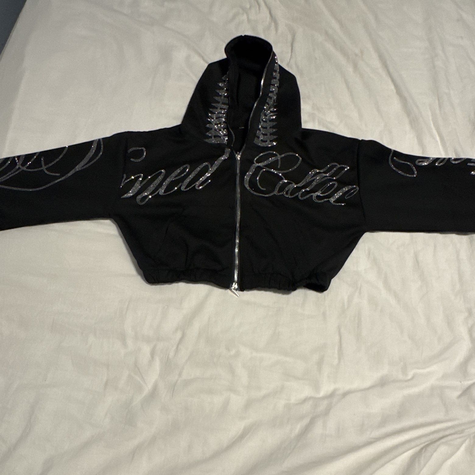 Black Hoodie With Diamond Design