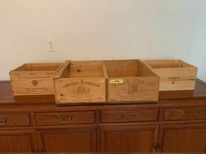 Vintage Vineyard Wood Wine Boxes (4) all for $20