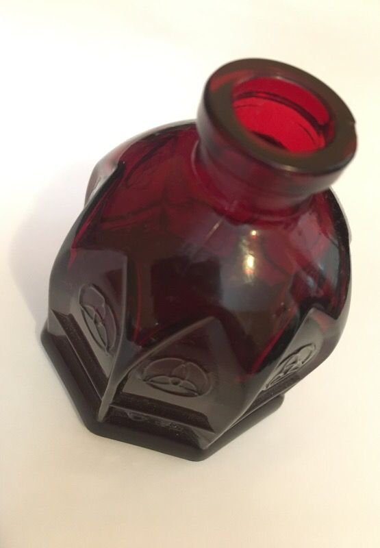 Antique Ruby Glass Ink Well