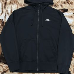 Like New Nike Club Full Zip Hoodie Black Medium Men