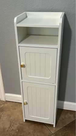 (NEW) 32” High Narrow Bath Storage Cabinet
