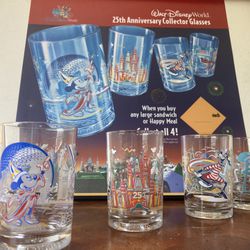 Walt Disney World 25th anniversary glasses and poster