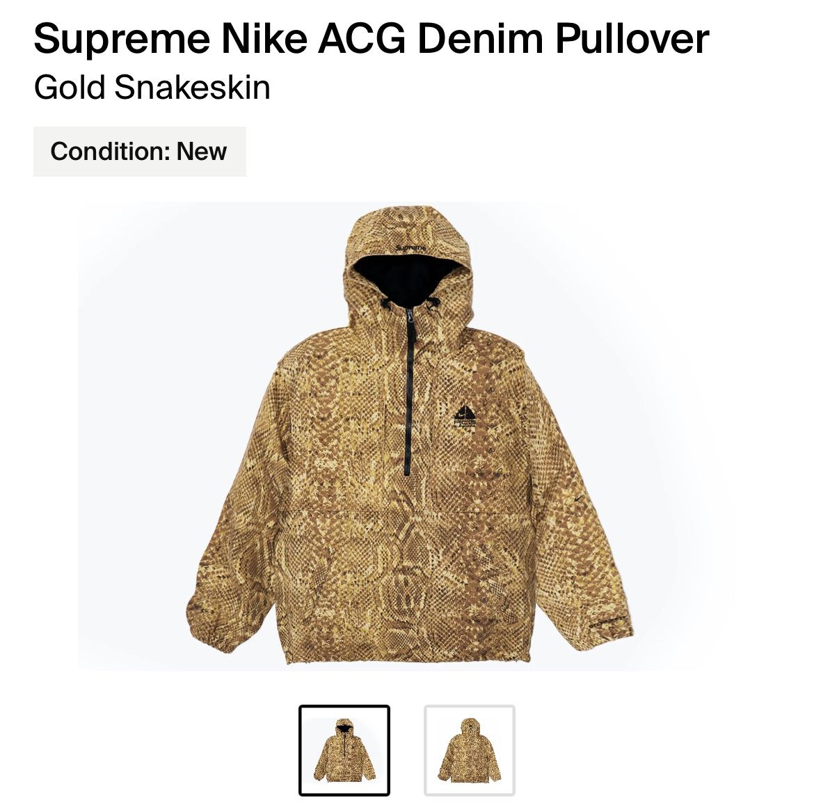 DS - Supreme & Nike ACG Denim Pullover sz med
