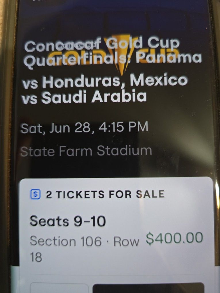 2 Gold Cup Tickets